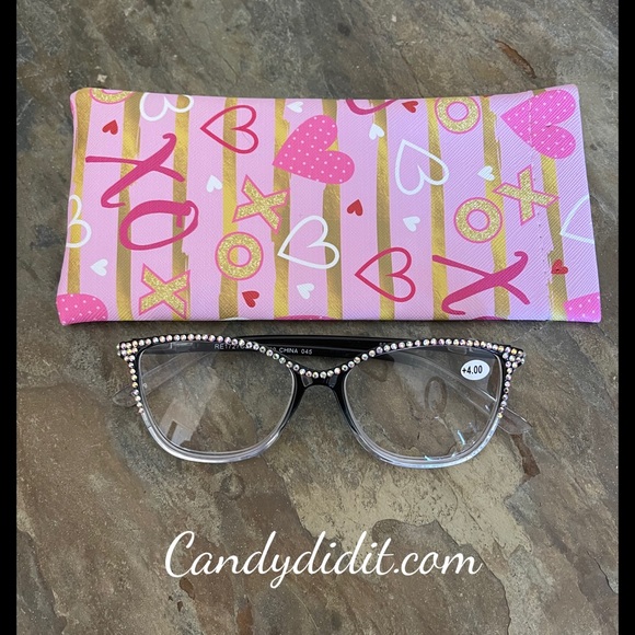 NWT Candy Did It! Handmade Black & Clear Crystal Bling Reader Glasses 4.00 - Picture 1 of 11